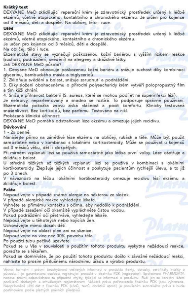 Příbalový leták - DUCRAY DEXYANE MeD Zklidňující krém 100ml