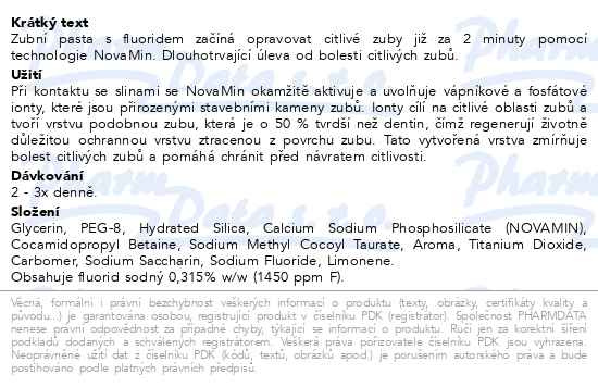 Příbalový leták - Sensodyne Clinic.Repair Activ.White zub.pasta 75ml