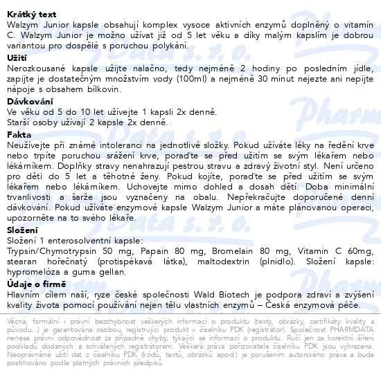 Příbalový leták - Walzym Junior enzymové kapsle cps.60