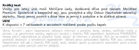 Příbalový leták - MoliCare Lady 1.5 kapky 14ks (MoliMed micro)