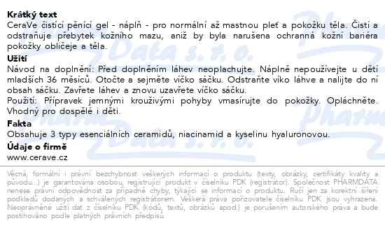 Příbalový leták - CeraVe Čisticí pěnící gel náplň 473ml