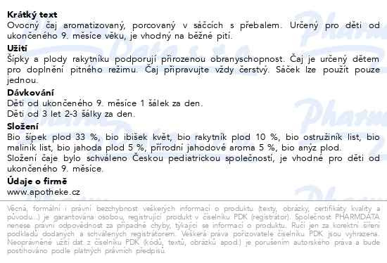 Příbalový leták - Apotheke Pohádkový dětský čaj Jahodový BIO 20x1.5g