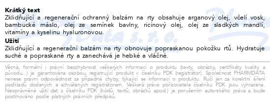 Příbalový leták - Biotter balzám Argan Oil Lip Balm 4.9g