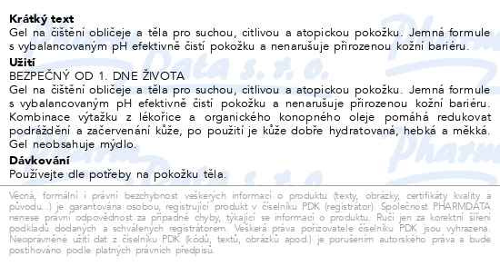 Příbalový leták - Biotter NC ATOPIS mycí gel na obličej a tělo 500ml