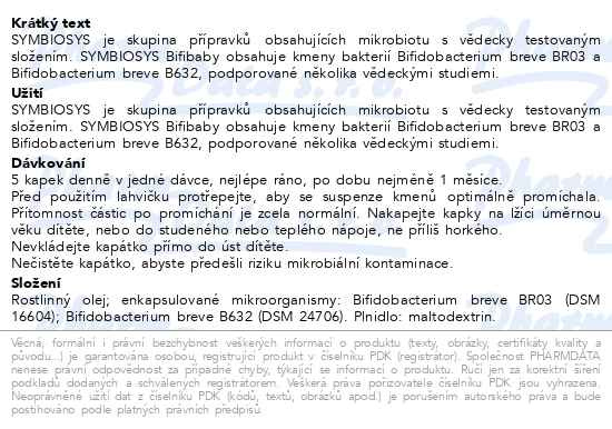 Příbalový leták - SYMBIOSYS Bifibaby 8ml