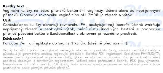 Příbalový leták - Canesbalance vaginální kuličky 7ks
