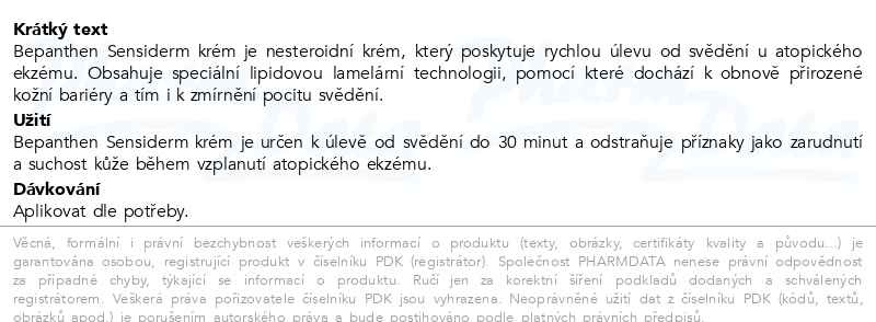 Příbalový leták - Bepanthen Sensiderm Krém 20g
