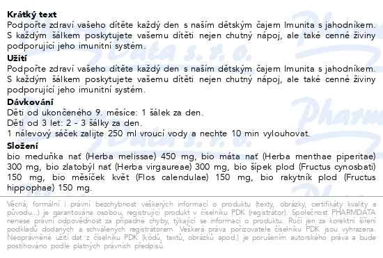 Příbalový leták - Allnature Dětský čaj Imunita BIO 20x1.5g 9M+