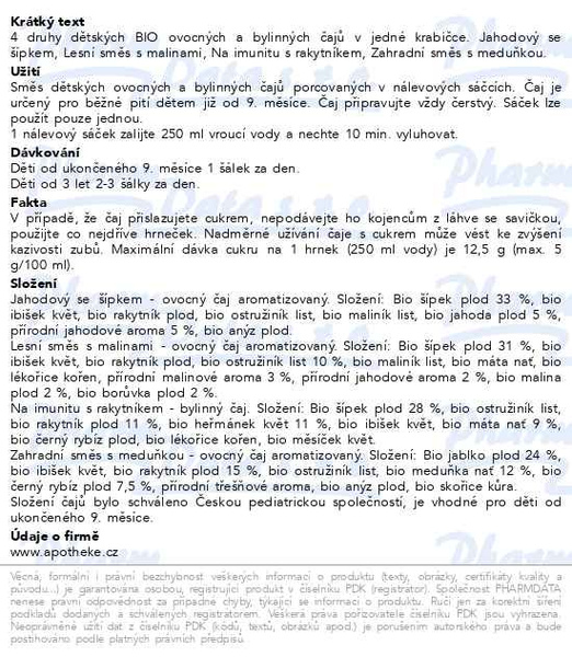 Příbalový leták - Apotheke Pohádkový dětský čaj Zahrádka BIO 20x1.5g