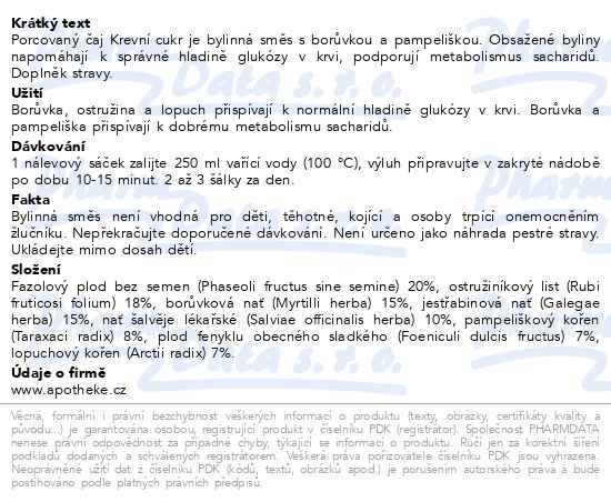 Příbalový leták - Apotheke FAF UK Krevní cukr čaj 20x2g
