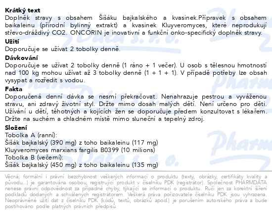 Příbalový leták - ONCORIN cps.60