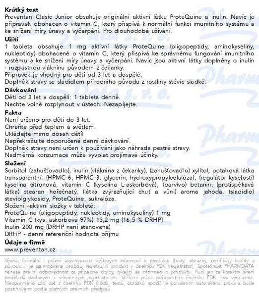 Příbalový leták - Preventan Clasic Junior tbl.2x30+svačin.box 2025