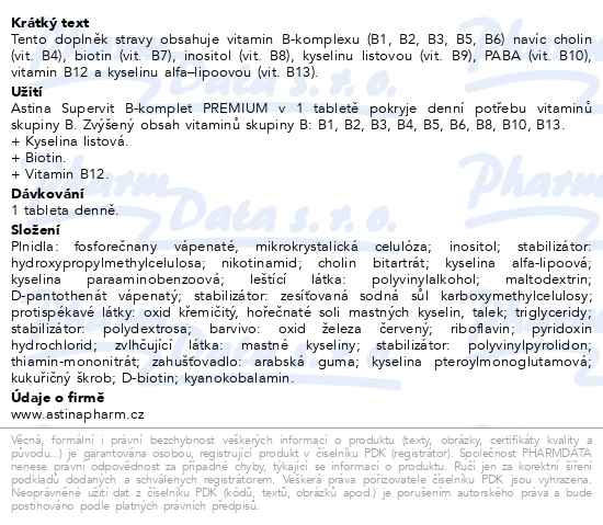 Příbalový leták - Astina Supervit B-komplet Premium 30 tablet