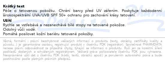 Příbalový leták - Bepanthen Tattoo Sun opalovací krém SPF50+ 50ml