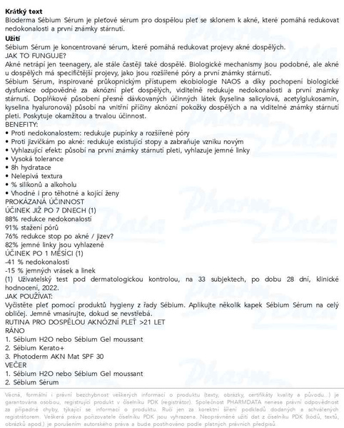 Příbalový leták - BIODERMA Sébium Sérum, koncentrované sérum pro dospělou pleť se sklonem k akné 30 ml