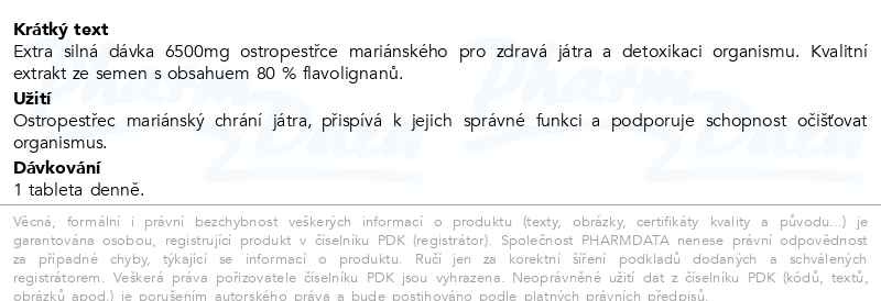 Příbalový leták - GS Ostropestřec 6500mg 60+10 tablet