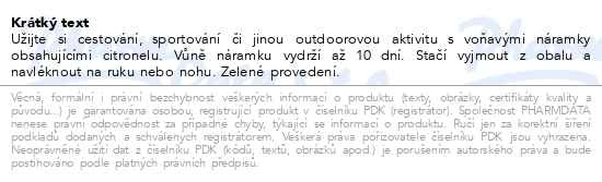 Příbalový leták - Náramek s citronellovou vůní zelený Yetush