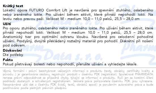 Příbalový leták - 3M FUTURO Loketní bandáž Comfort Lift76578DAB velikost M