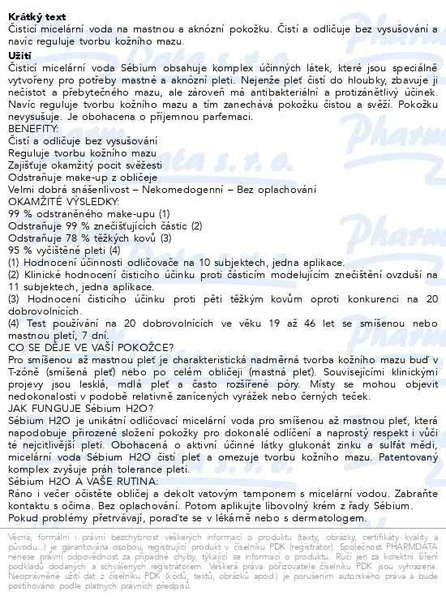 Příbalový leták - BIODERMA Sébium H2O 250ml