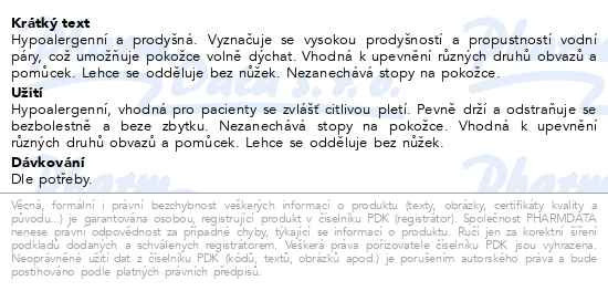Příbalový leták - 3M Spofaplast® Fixační náplast z netkané textilie 731, 5 m × 12,5 mm, 1 ks