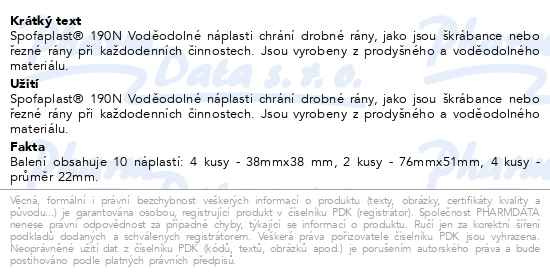 Příbalový leták - 3M Spofaplast® Voděodolné náplasti 190N, mix, 10ks