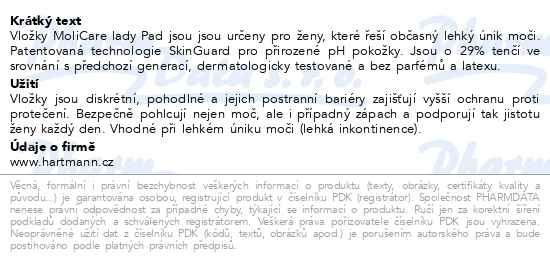 Příbalový leták - MoliCare Lady Pad inko.vložky 1.5k duopack 2x12ks
