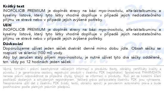 Příbalový leták - Inofolic Premium 20 sáčků