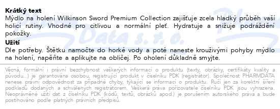 Příbalový leták - WILKINSON Sensitiv Shave Soap mýdlo na holení 125g