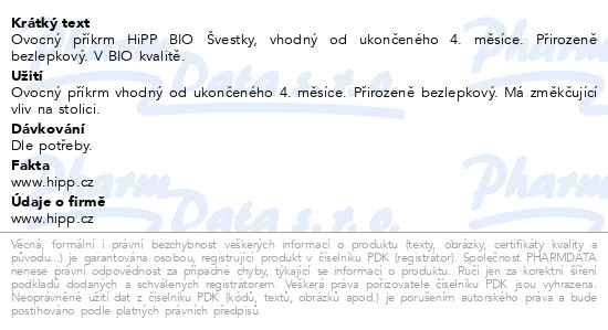 Příbalový leták - HiPP OVOCE BIO Švestky 125g