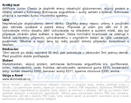 Příbalový leták - AMPcare JUNIOR Classic 150ml