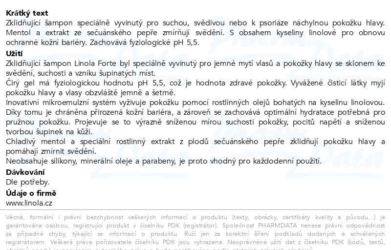 Příbalový leták - Linola Forte Šampon 200ml
