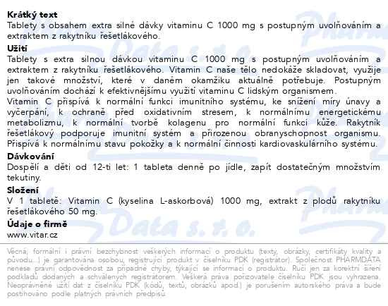 Příbalový leták - Vitar Vitamin C 1000mg+rakytník tbl.120