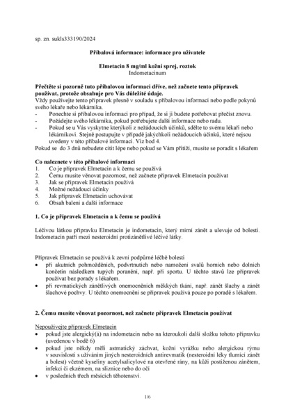 Příbalový leták (SUKL) - Elmetacin drm.spr.sol.1x100ml 1%