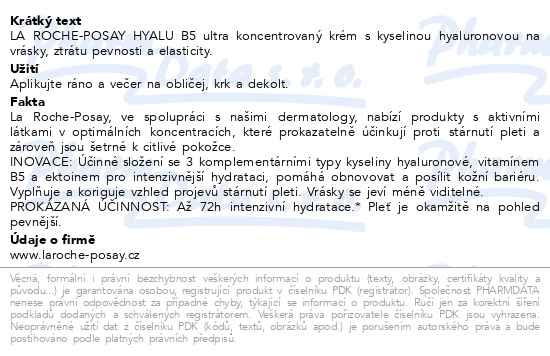 Příbalový leták - LA ROCHE-POSAY HYALU B5 krém 50ml