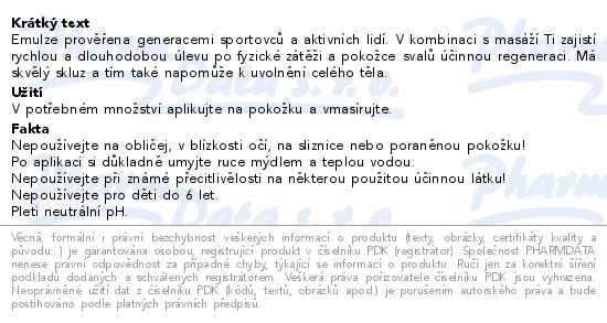 Příbalový leták - Emspoma Sport regenerační emulze 500ml
