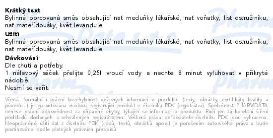 Příbalový leták - Megafyt Mateří doušek 20x1.5g