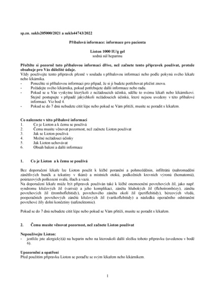 Příbalový leták (SUKL) - Lioton 1000IU/g gel 50g