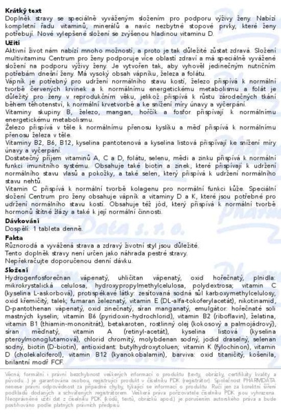 Příbalový leták - Centrum pro ženy 90+30 tablet dárkové balení