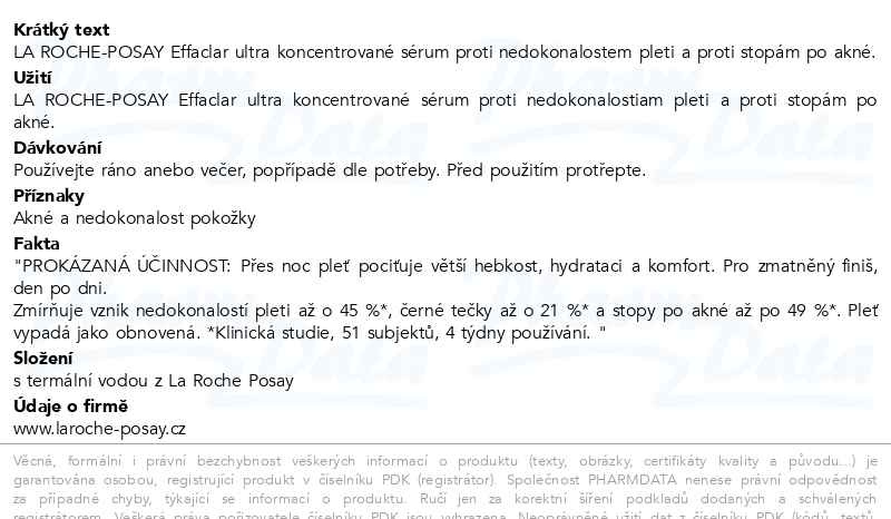 Příbalový leták - LA ROCHE-POSAY Effaclar Ultrakoncentrované sérum proti nedokonalostem pleti a stopám po akné 30 ml