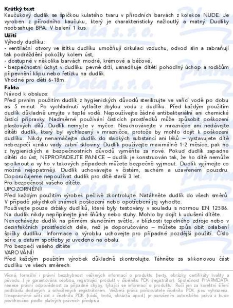 Příbalový leták - Canpol babies Dudlík kaučukový třešinka NUDE 6-18m béžový