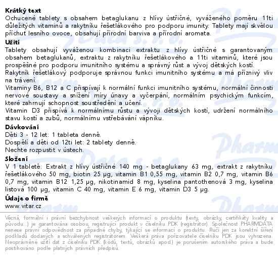 Příbalový leták - Vitar Kids Betaglukan Multivitamin tbl.60