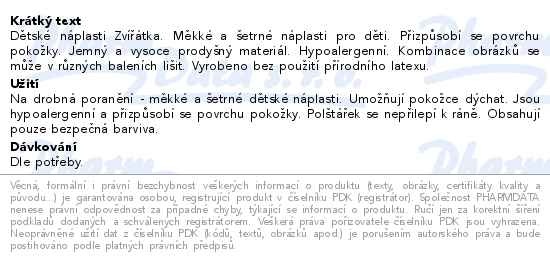 Příbalový leták - 3M Spofaplast 114 Dětské náplasti Zvířátka 20ks