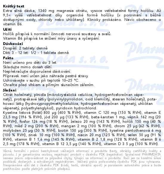 Příbalový leták - GS Magnesium citrát 1340mg+B6 XXL 100+30 tablet