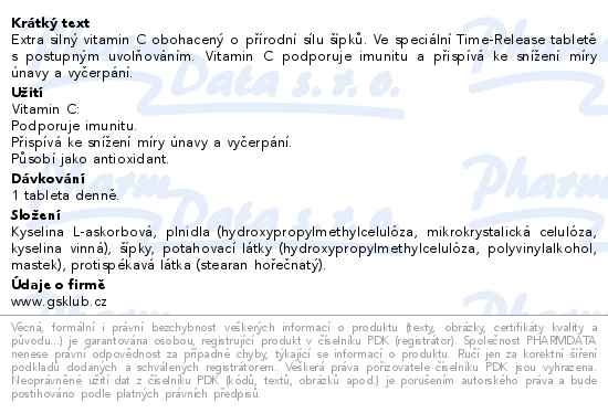Příbalový leták - GS Vitamin C 1000mg se šípky 100+30 tablet dárek