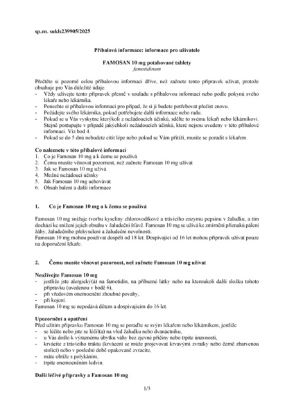 Příbalový leták (SUKL) - Famosan 10mg tbl.flm.10