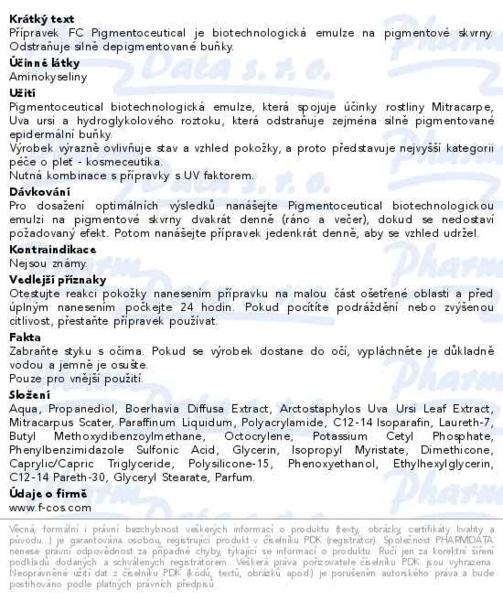 Příbalový leták - FC Pigmentoceutical na pigmentové skvrny 30ml