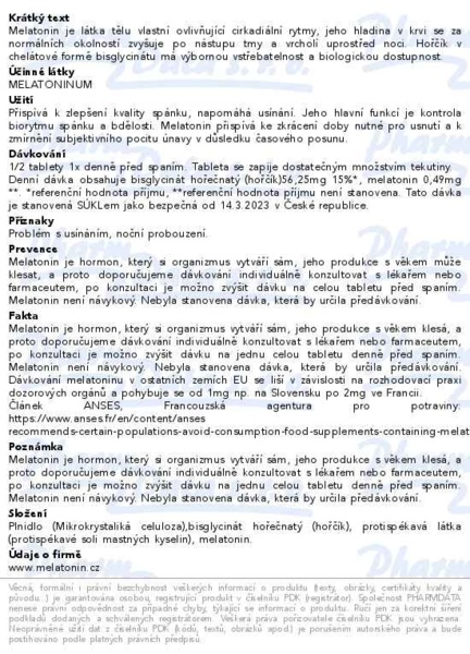 Příbalový leták - Melatonin Forte Magnesium chelát 100+50 tablet