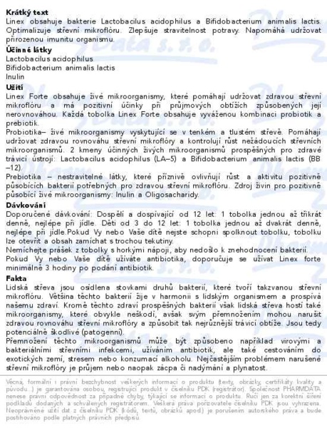 Příbalový leták - LINEX Forte stabilní složení 28 kapslí