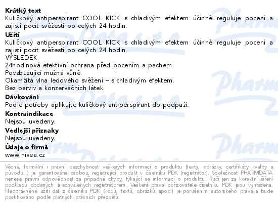 Příbalový leták - NIVEA MEN Kuličkový antiperspirant pro muže Cool Kick