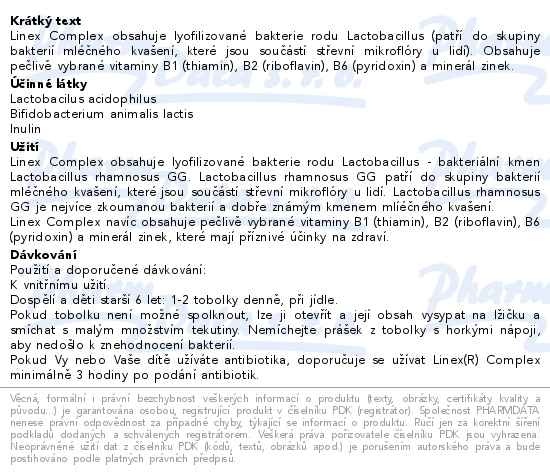 Příbalový leták - LINEX Complex 14 kapslí